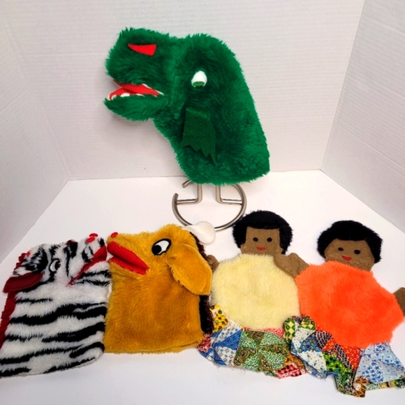 Vintage Rare Handpuppets Lot of 5 includes Girls Zebra Giraffe Dragon - Picture 7 of 8